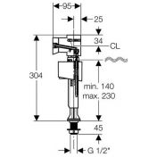 Впускной клапан IMPULSBasic 340 1/2", подвод воды снизу GEBERIT 136.726.00.1